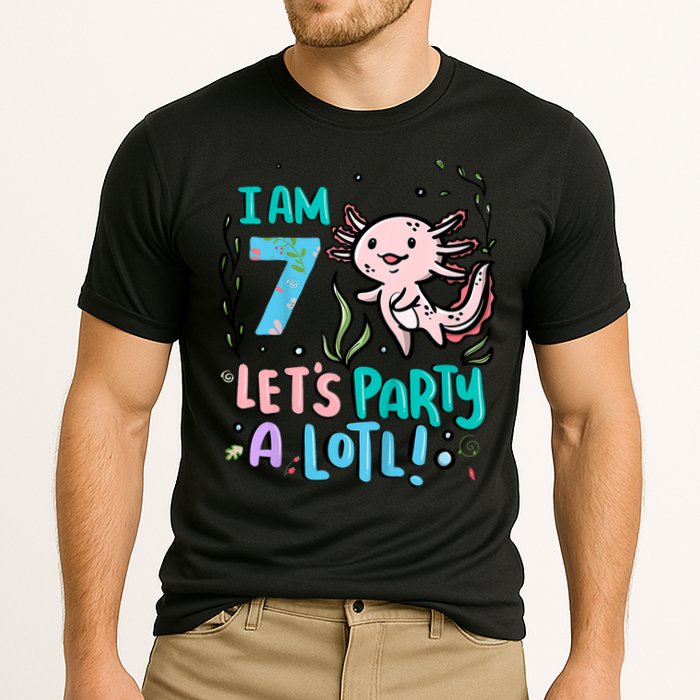 7th Birthday Axolotl - I Am 7 Let's Party A Lotl  Cooling Performance Crew T-Shirt