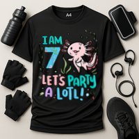 7th Birthday Axolotl - I Am 7 Let's Party A Lotl  Cooling Performance Crew T-Shirt