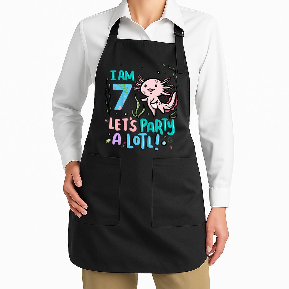 7th Birthday Axolotl - I Am 7 Let's Party A Lotl  Apron