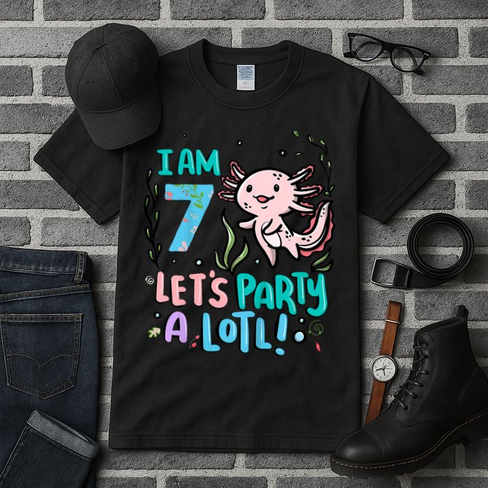 7th Birthday Axolotl - I Am 7 Let's Party A Lotl  Tall T-Shirt