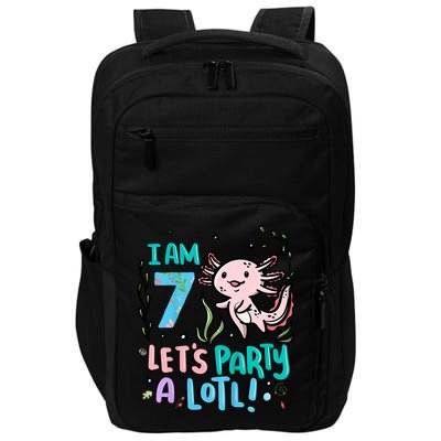 7th Birthday Axolotl - I Am 7 Let's Party A Lotl  Impact Tech Backpack