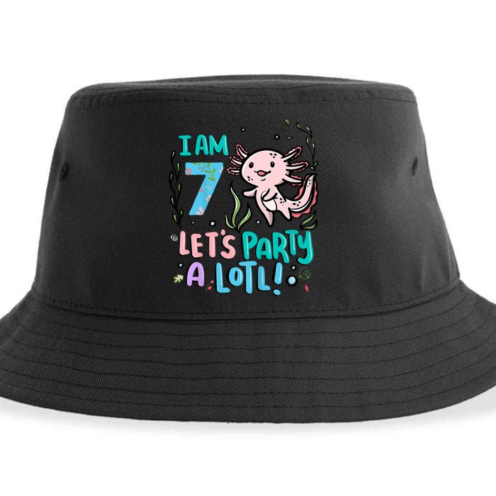 7th Birthday Axolotl - I Am 7 Let's Party A Lotl  Sustainable Bucket Hat