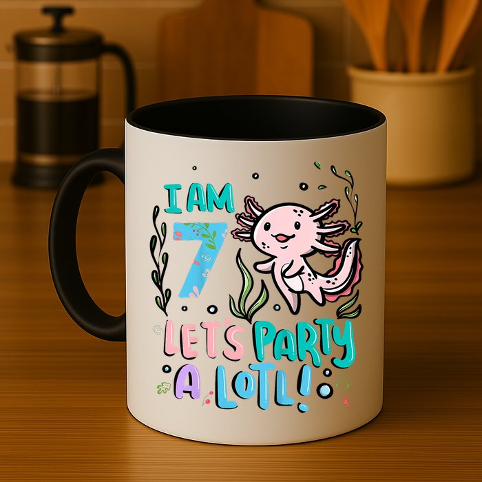 7th Birthday Axolotl - I Am 7 Let's Party A Lotl  Mug