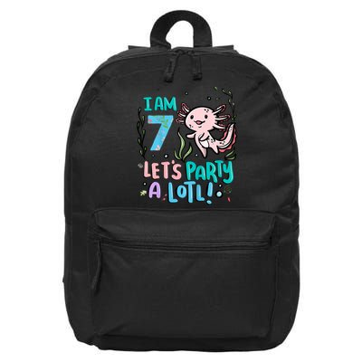 7th Birthday Axolotl - I Am 7 Let's Party A Lotl  16 in Basic Backpack