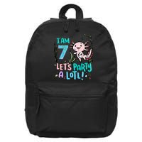 7th Birthday Axolotl - I Am 7 Let's Party A Lotl  16 in Basic Backpack