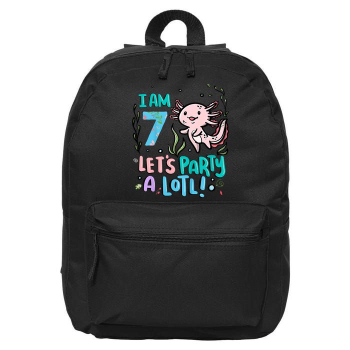 7th Birthday Axolotl - I Am 7 Let's Party A Lotl  16 in Basic Backpack