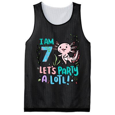 7th Birthday Axolotl - I Am 7 Let's Party A Lotl  Mesh Reversible Basketball Jersey Tank