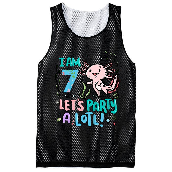 7th Birthday Axolotl - I Am 7 Let's Party A Lotl  Mesh Reversible Basketball Jersey Tank