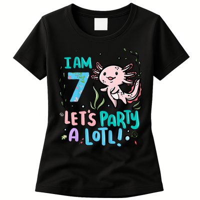 7th Birthday Axolotl - I Am 7 Let's Party A Lotl  Womens T-Shirt