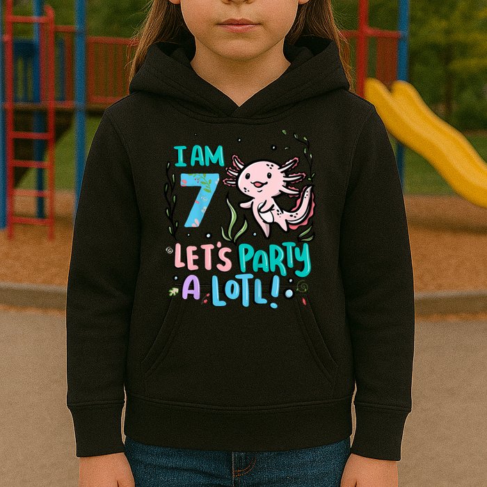 7th Birthday Axolotl - I Am 7 Let's Party A Lotl  Kids Hoodie