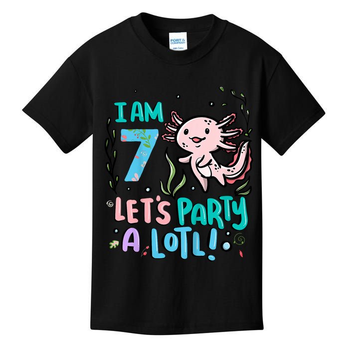 7th Birthday Axolotl - I Am 7 Let's Party A Lotl  Kids T-Shirt