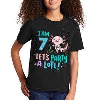 7th Birthday Axolotl - I Am 7 Let's Party A Lotl  Kids T-Shirt