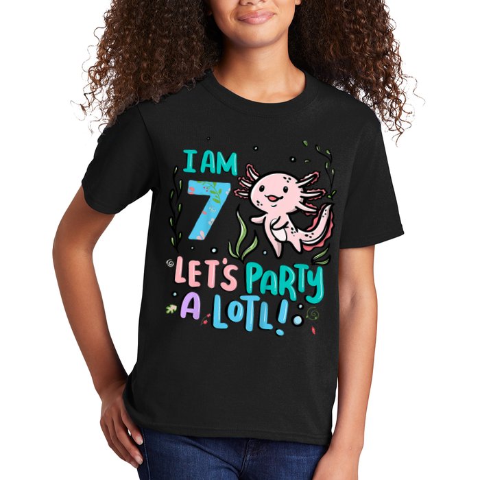 7th Birthday Axolotl - I Am 7 Let's Party A Lotl  Kids T-Shirt
