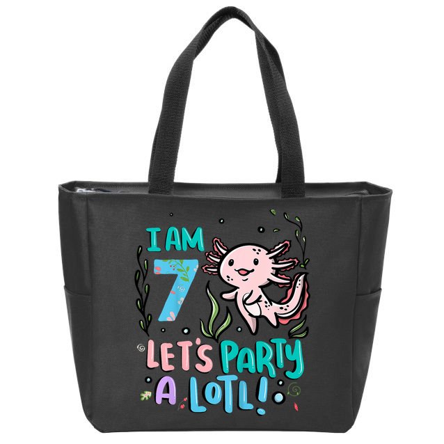7th Birthday Axolotl - I Am 7 Let's Party A Lotl  Zip Tote Bag