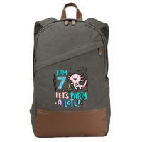 7th Birthday Axolotl - I Am 7 Let's Party A Lotl  Cotton Canvas Backpack