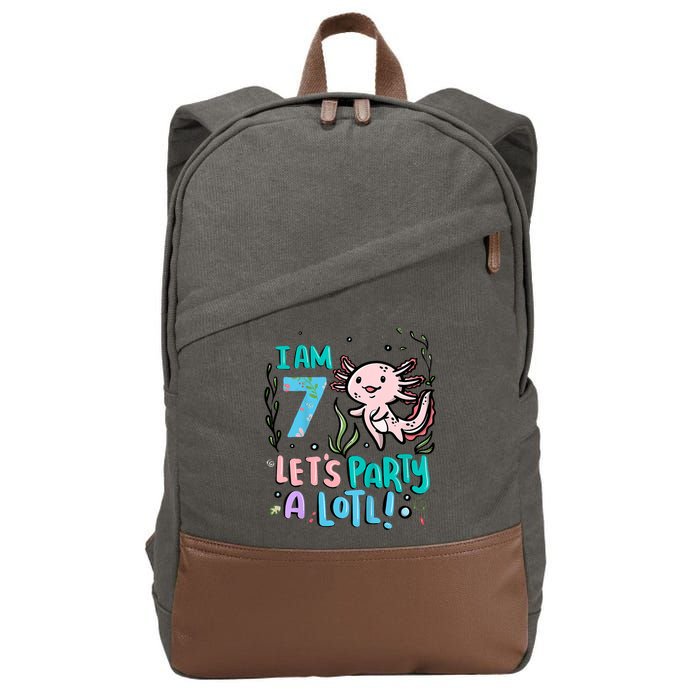 7th Birthday Axolotl - I Am 7 Let's Party A Lotl  Cotton Canvas Backpack