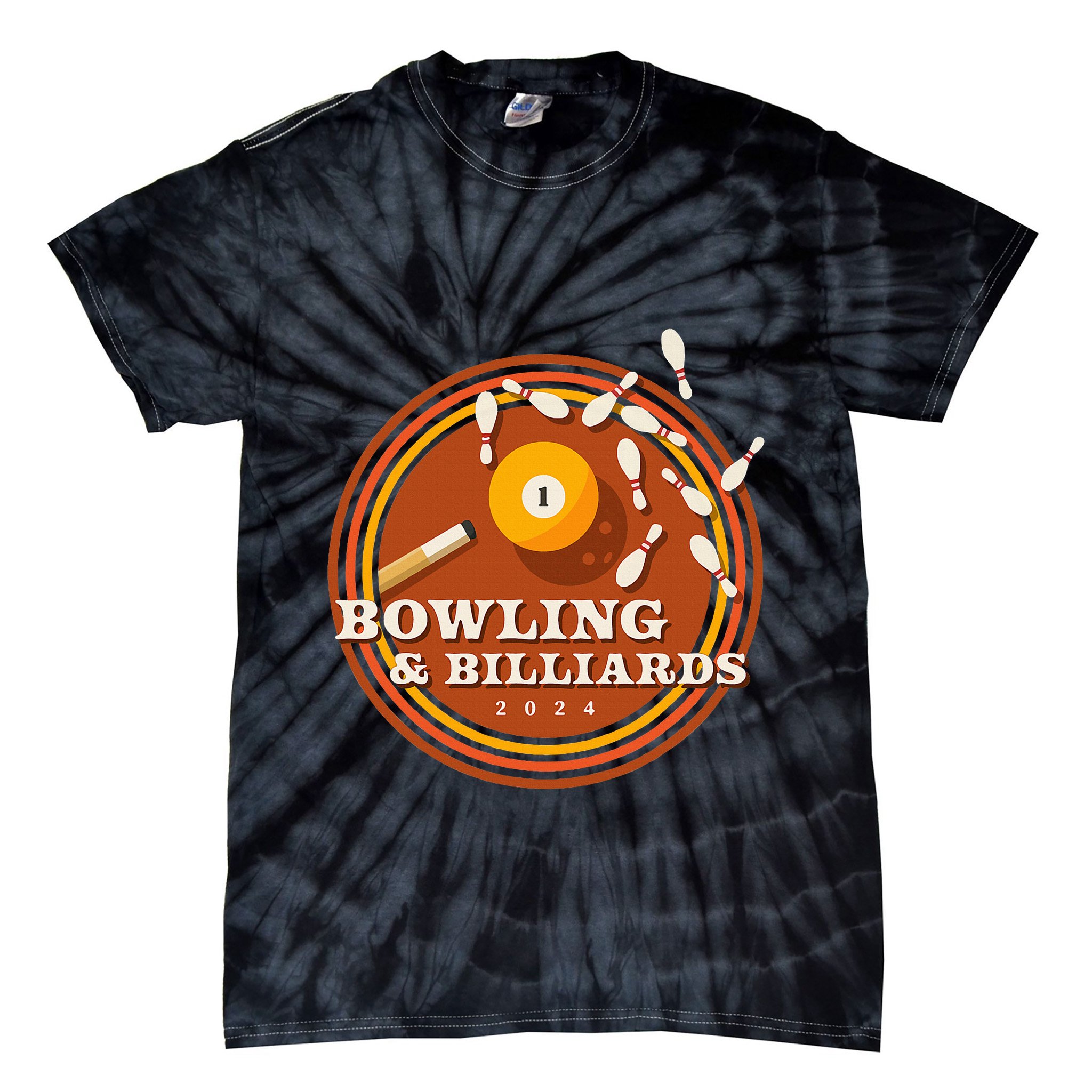 70s Bowling And Billiards Tie-Dye T-Shirt
