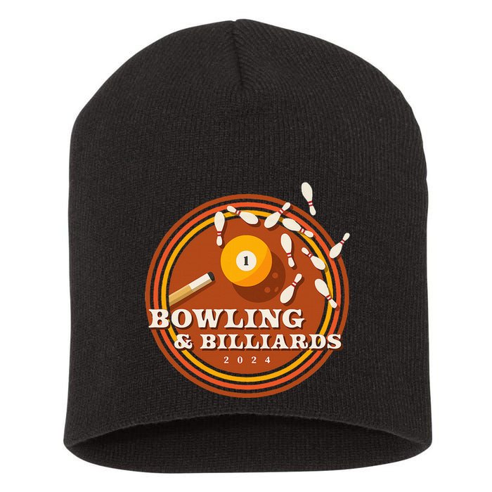 70s Bowling And Billiards Short Acrylic Beanie