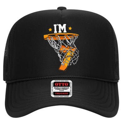 7th Birthday Basketball I'm 7 for 7th Birthday High Crown Mesh Back Trucker Hat