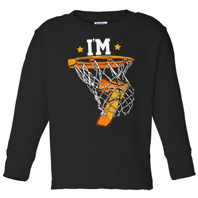 7th Birthday Basketball I'm 7 for 7th Birthday Toddler Long Sleeve Shirt