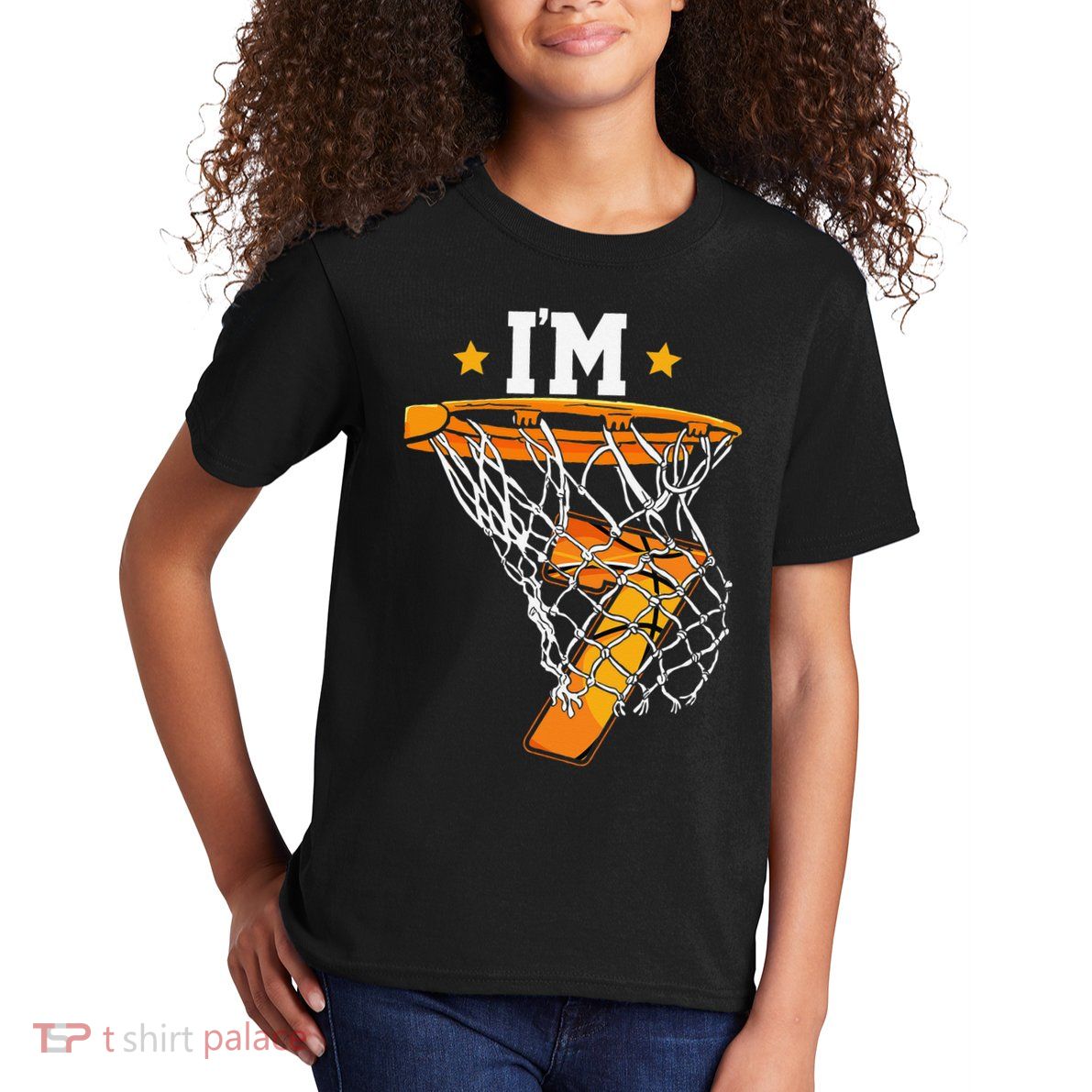 7th Birthday Basketball I'm 7 for 7th Birthday Kids T-Shirt