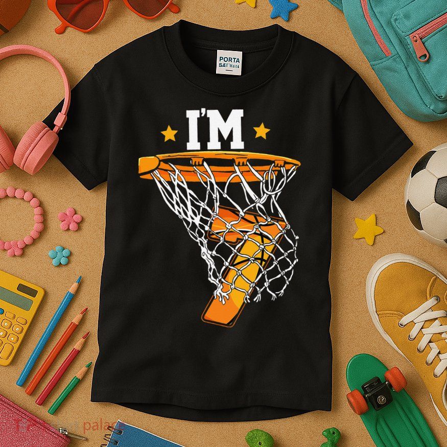 7th Birthday Basketball I'm 7 for 7th Birthday Kids T-Shirt