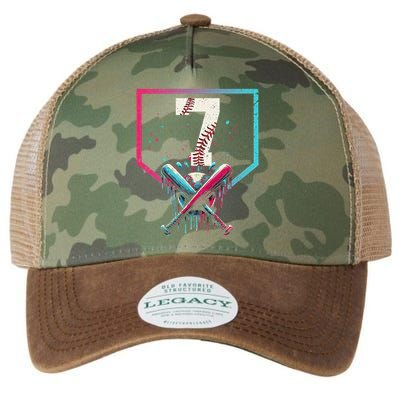 7th Birthday Baseball Home Plate Drip Ice Cream Sprinkle 1 Gift Legacy Tie Dye Trucker Hat