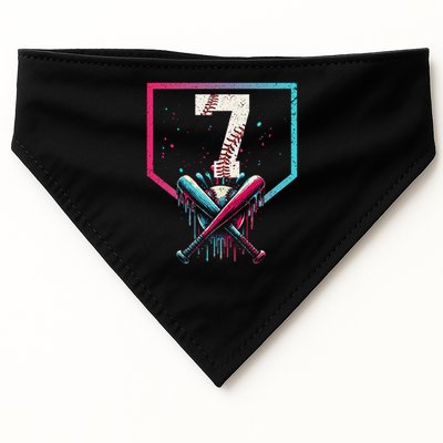 7th Birthday Baseball Home Plate Drip Ice Cream Sprinkle 1 Gift USA-Made Doggie Bandana
