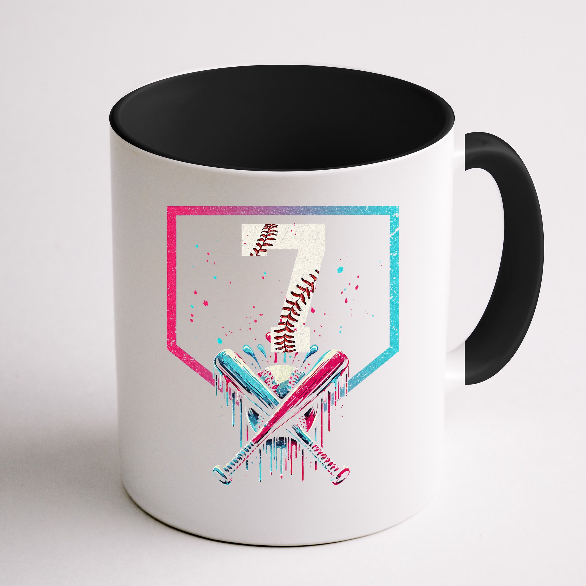 7th Birthday Baseball Home Plate Drip Ice Cream Sprinkle 1 Gift Mug