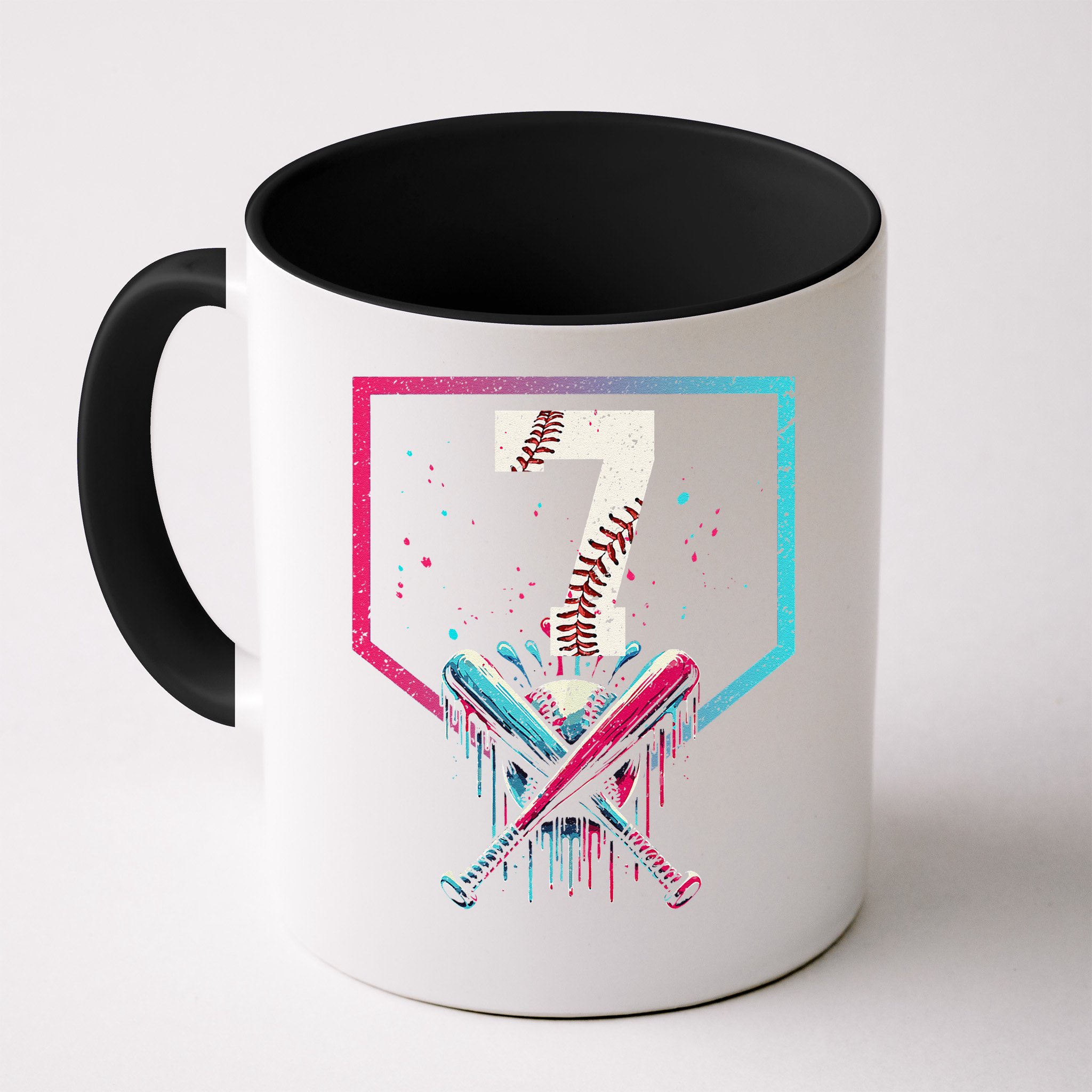 7th Birthday Baseball Home Plate Drip Ice Cream Sprinkle 1 Gift Mug