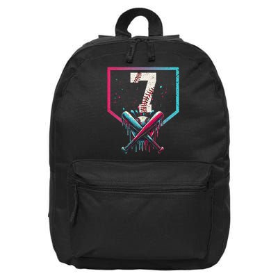 7th Birthday Baseball Home Plate Drip Ice Cream Sprinkle 1 Gift 16 in Basic Backpack