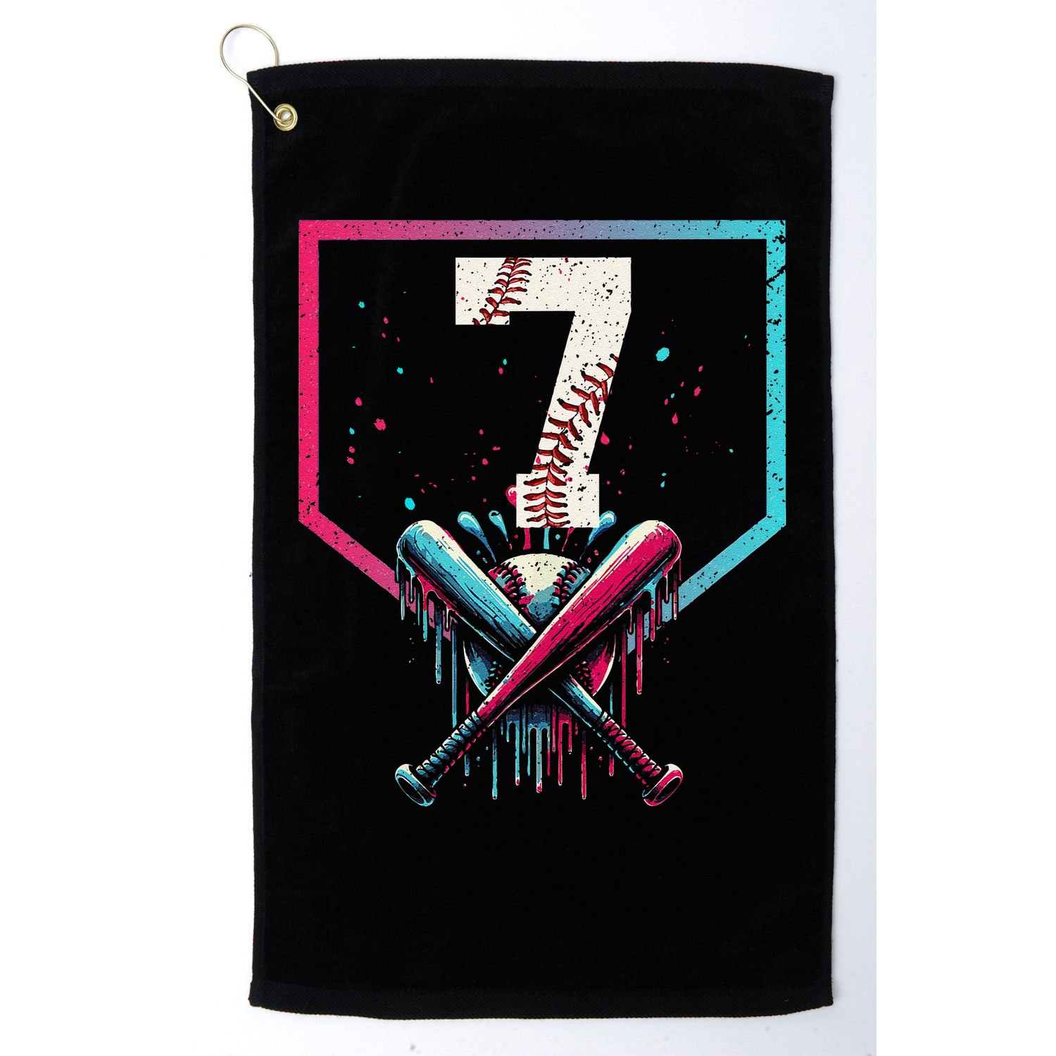 7th Birthday Baseball Home Plate Drip Ice Cream Sprinkle 1 Gift Golf Towel