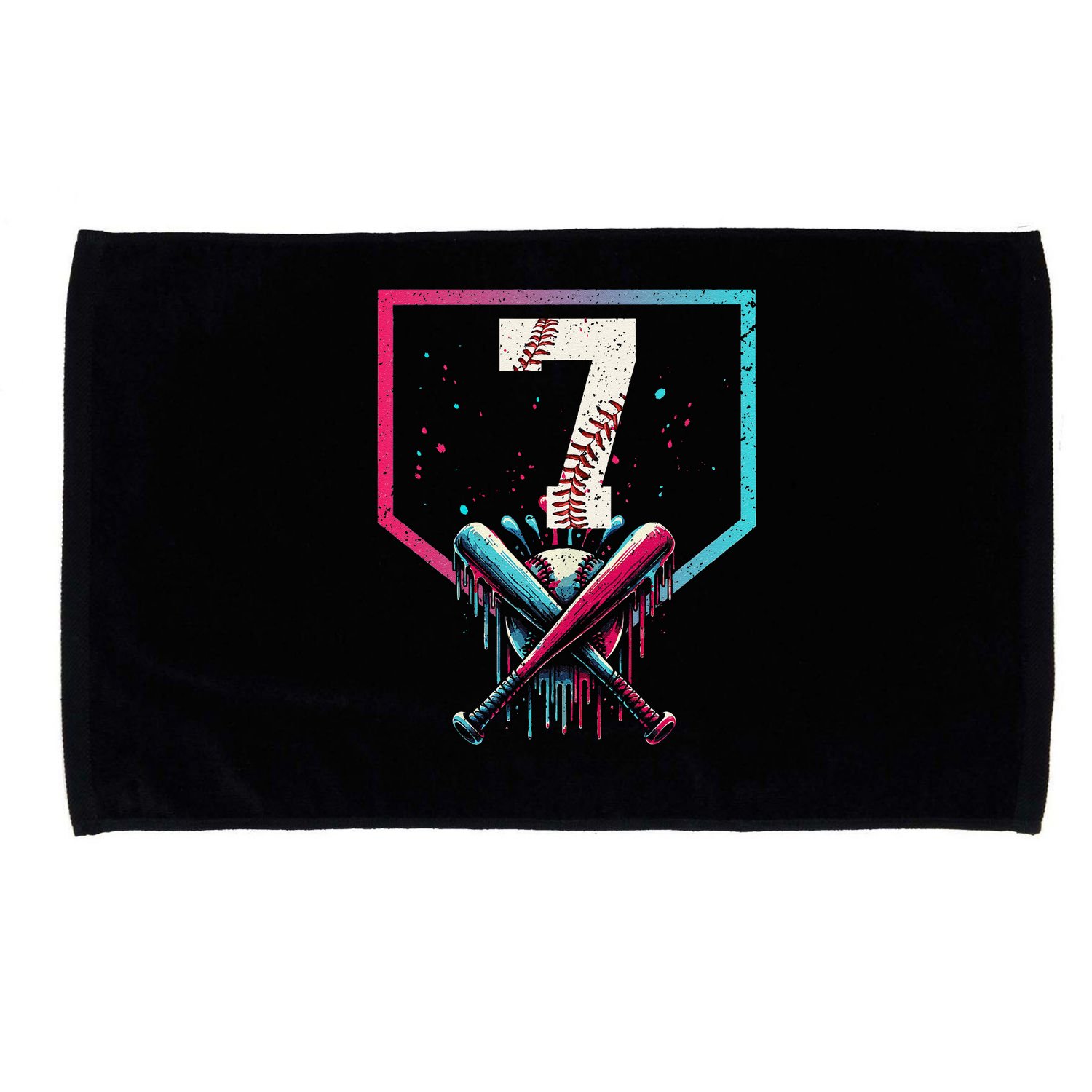 7th Birthday Baseball Home Plate Drip Ice Cream Sprinkle 1 Gift Microfiber Hand Towel