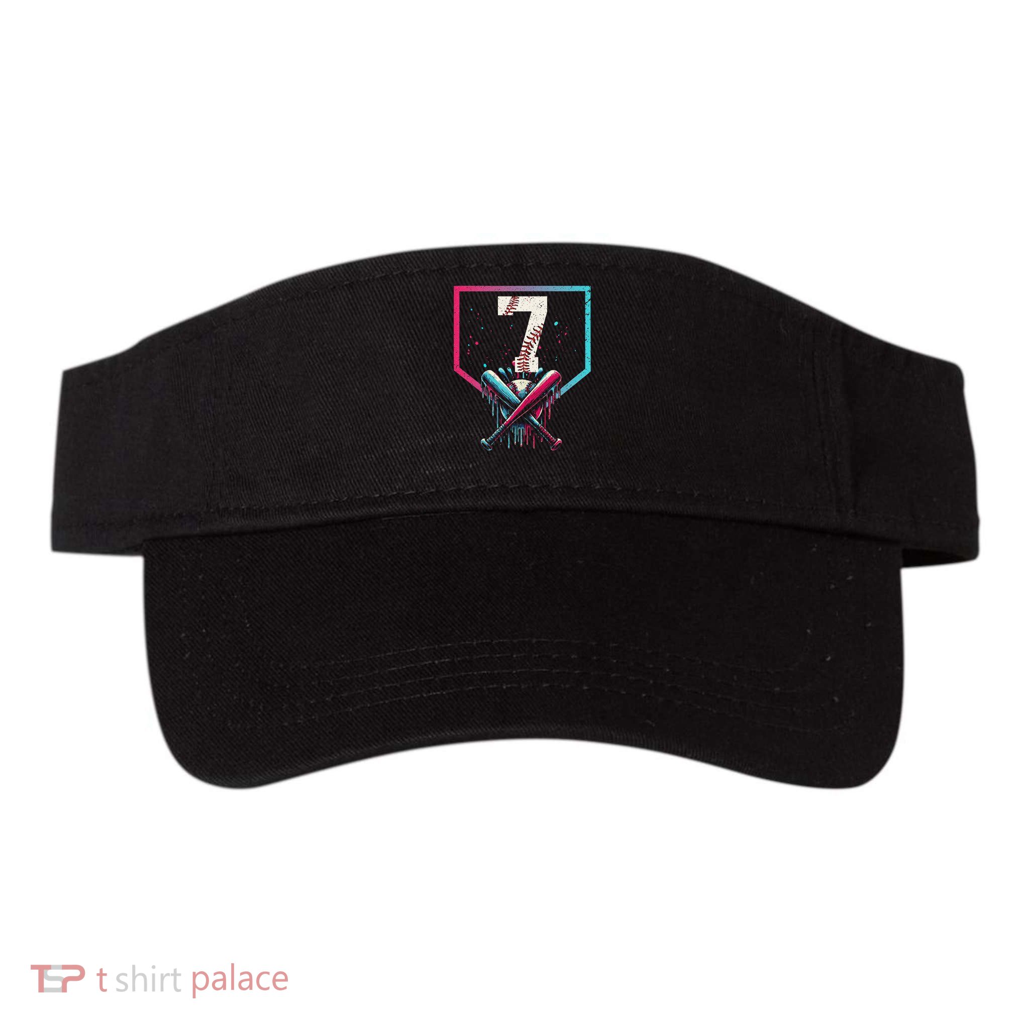 7th Birthday Baseball Home Plate Drip Ice Cream Sprinkle 1 Gift Visor