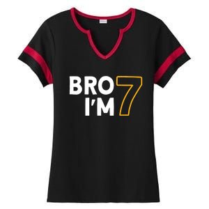 7th Birthday Boy 7th Birthday 7 Years Old Bro Im 7 Ladies Halftime Notch Neck Tee