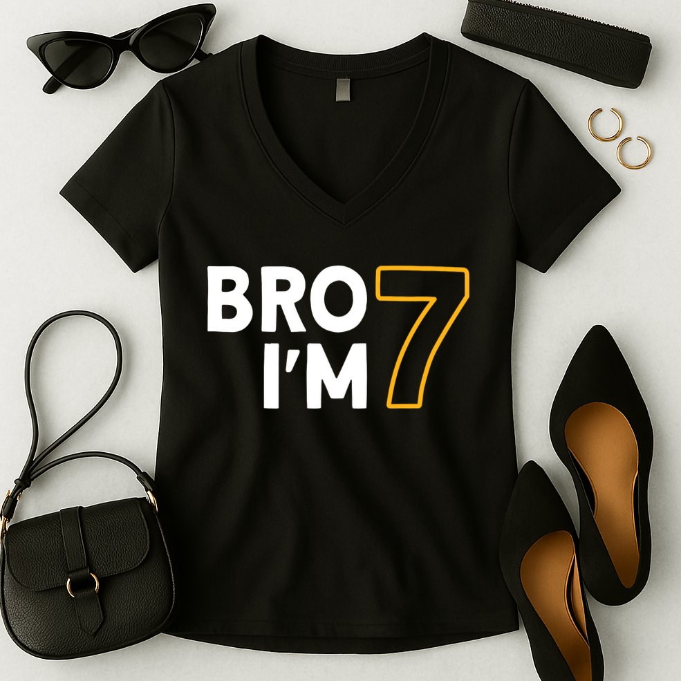7th Birthday Boy 7th Birthday 7 Years Old Bro Im 7 Women's V-Neck T-Shirt