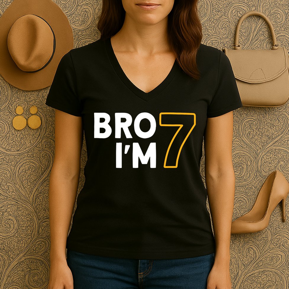 7th Birthday Boy 7th Birthday 7 Years Old Bro Im 7 Women's V-Neck T-Shirt