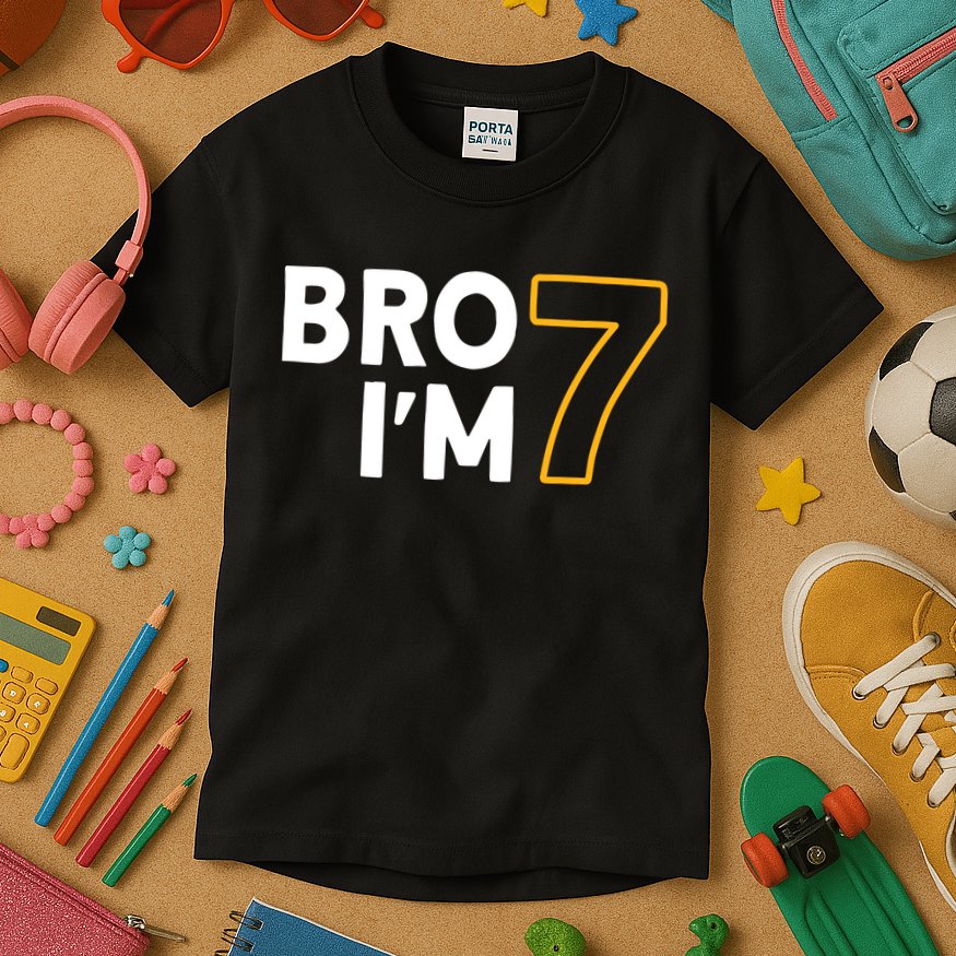 7th Birthday Boy 7th Birthday 7 Years Old Bro Im 7 Kids T-Shirt