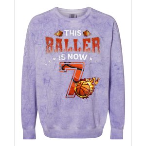 7th Birthday Basketball Player Gifts 7 Years Old Colorblast Crewneck Sweatshirt