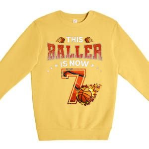 7th Birthday Basketball Player Gifts 7 Years Old Premium Crewneck Sweatshirt