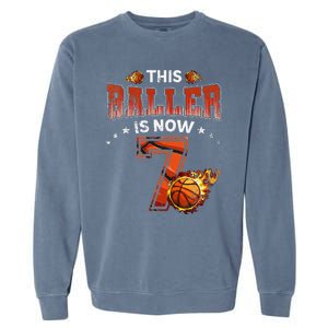 7th Birthday Basketball Player Gifts 7 Years Old Garment-Dyed Sweatshirt