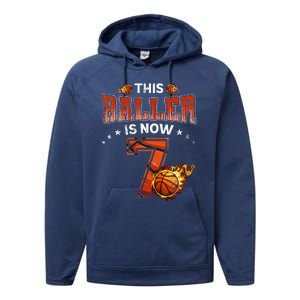 7th Birthday Basketball Player Gifts 7 Years Old Performance Fleece Hoodie