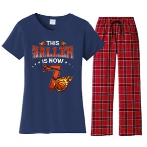 7th Birthday Basketball Player Gifts 7 Years Old Women's Flannel Pajama Set