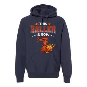 7th Birthday Basketball Player Gifts 7 Years Old Premium Hoodie