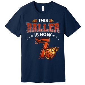 7th Birthday Basketball Player Gifts 7 Years Old Premium T-Shirt