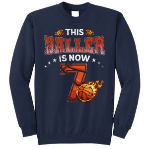 7th Birthday Basketball Player Gifts 7 Years Old Tall Sweatshirt