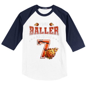 7th Birthday Basketball Player Gifts 7 Years Old Baseball Sleeve Shirt