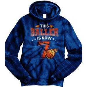 7th Birthday Basketball Player Gifts 7 Years Old Tie Dye Hoodie