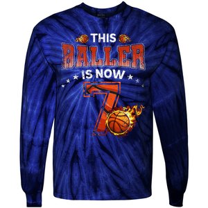 7th Birthday Basketball Player Gifts 7 Years Old Tie-Dye Long Sleeve Shirt