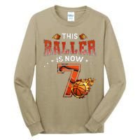 7th Birthday Basketball Player Gifts 7 Years Old Tall Long Sleeve T-Shirt